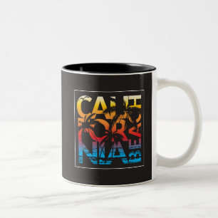 Kalifornien-Strand-Plakat Zweifarbige Tasse