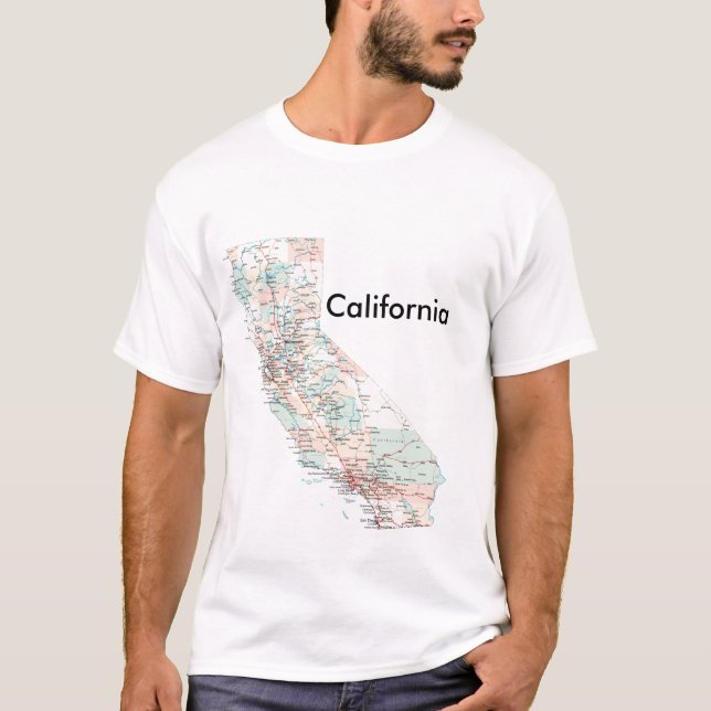 Kalifornien-Straßekarte, Kalifornien T-Shirt (Vorderseite)