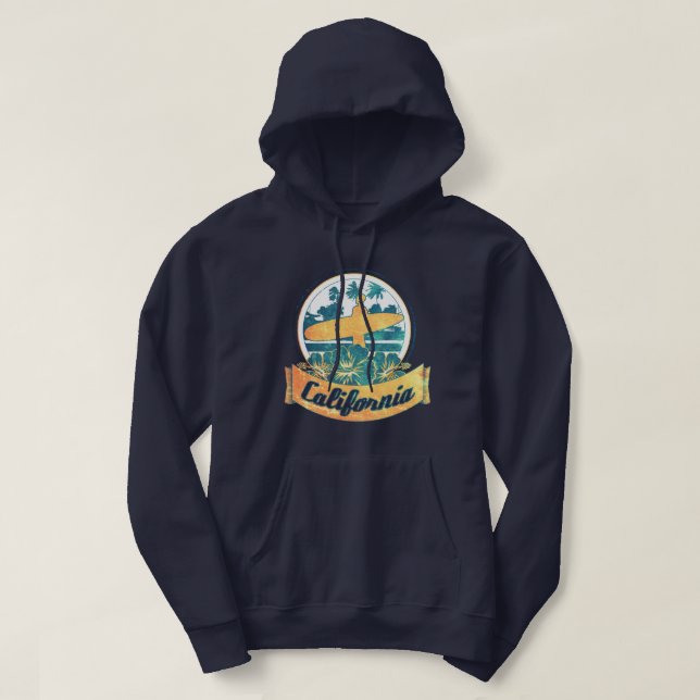 Kalifornien-Surfbrett Hoodie (Design vorne)
