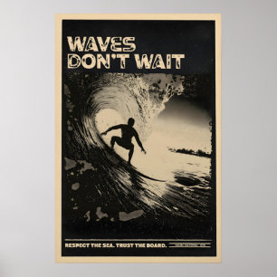 Kalifornien Surfen - Retro-Surfplakat-Druck Poster