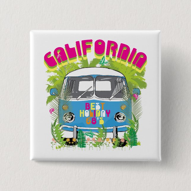 Kalifornien Surfing Van Button (Vorderseite)