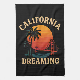 Kalifornien Träumerei Golden Gate Bridge Sonnenunt Geschirrtuch