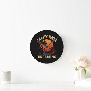 Kalifornien Träumerei Golden Gate Bridge Sonnenunt Runde Wanduhr