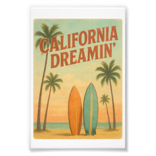 Kalifornien Träumereien Retro 1970er Reise Design Fotodruck