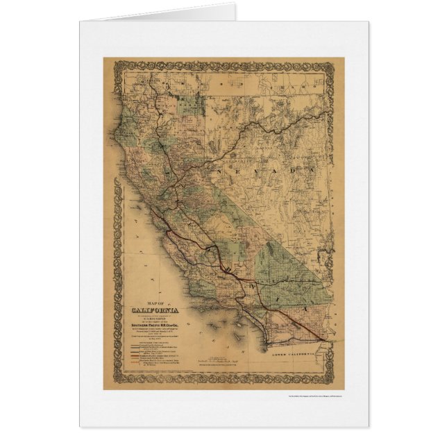 Kalifornien- u. Nevada-Eisenbahn-Karte 1876 (Vorne)