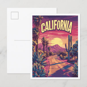 Kalifornien USA Kunst Vintage-Illustration Reise Postkarte