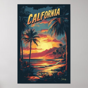 Kalifornien USA Vintage-Illustration Reise Poster