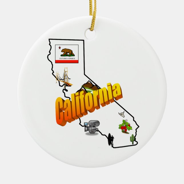 Kalifornien-Weihnachtsbaum-Verzierung Keramik Ornament (Vorne)