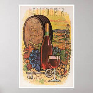 Kalifornien Wein Kunst Reiseplakat Weinberg Druck Poster