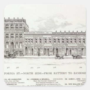 Kaliforniennordseite Batterie und Sansome Quadratischer Aufkleber