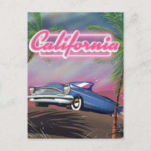 Kaliforniens neonales Retroposter Postkarte
