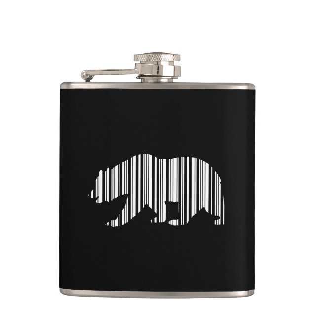 KALIFORNIER GOLDENER BÄR BAR CODE Musterdesign Flachmann (Vorderseite)