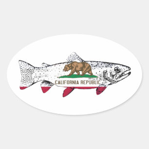 Kalifornische Forelle fischen Ovaler Aufkleber
