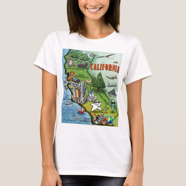 Kalifornische Karte T-Shirt (Vorderseite)