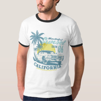 Kalifornische Strand-Vibes Sonnenuntergang & Auto T-Shirt
