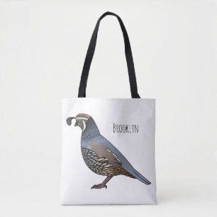 Kalifornische Wachtel-Vogel-Cartoon-Illustration  Tasche