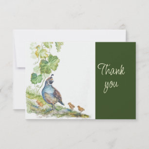 Kalifornische Wachtel Vogel Natur AquarellDanke Dankeskarte