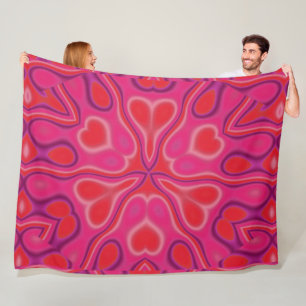 Kalifornische Wildblume in Rosa und Rot Fleecedecke