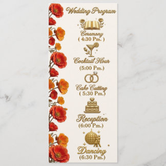 Kalifornischer Mohn Florales Hochzeitsprogramm Kar Programm