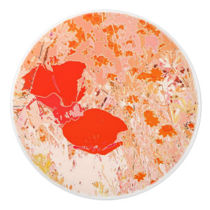 Kalifornischer Mohn Wildblume Blumen Floral Knopf Keramikknauf