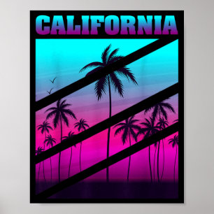 Kalifornischer Sommerurlaub Palmen Cali Retro Poster