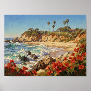 Kalifornischer Strand   Impressionistische Küstenk Poster