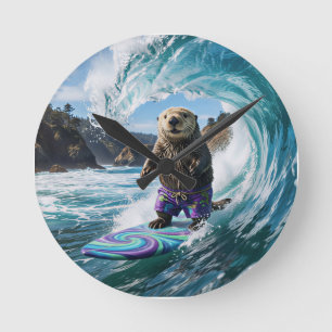 Kalifornischer Surfer Seeotter Runde Wanduhr