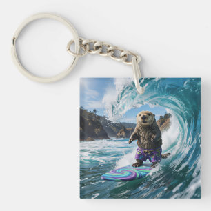 Kalifornischer Surfer Seeotter Schlüsselanhänger