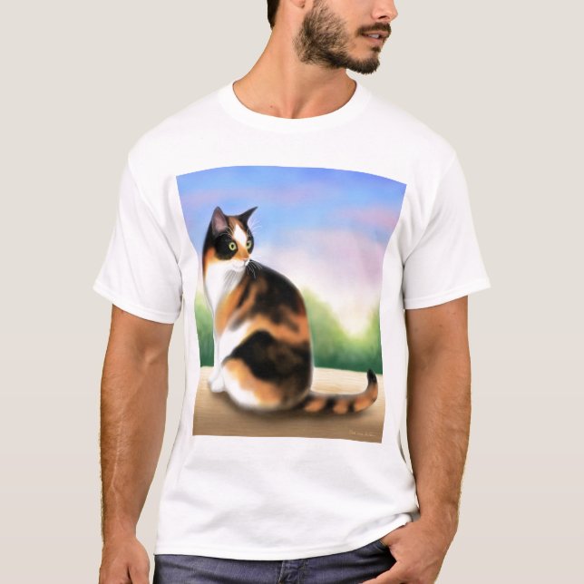 Kaliko-Katze am Sonnenuntergang-T - Shirt (Vorderseite)