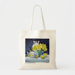 Kaliko-Katze hinter Blumen-Taschen-Tasche Tragetasche