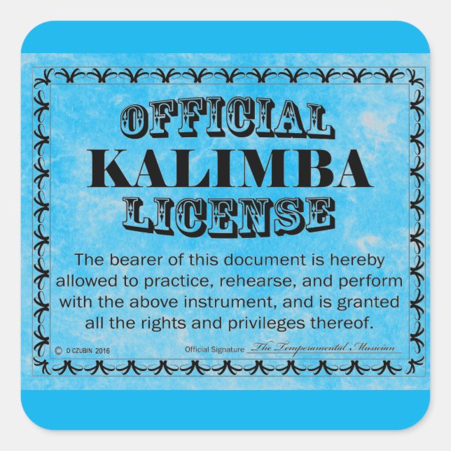 Kalimba License Square Aufkleber (Vorderseite)