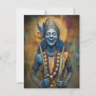 Kalis göttliches Lachen: Göttin Shakti Malerei Postkarte