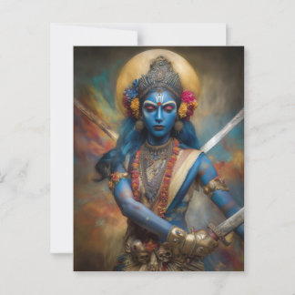 Kalis Kriegermeditation: Göttin Shakti Malerei Postkarte
