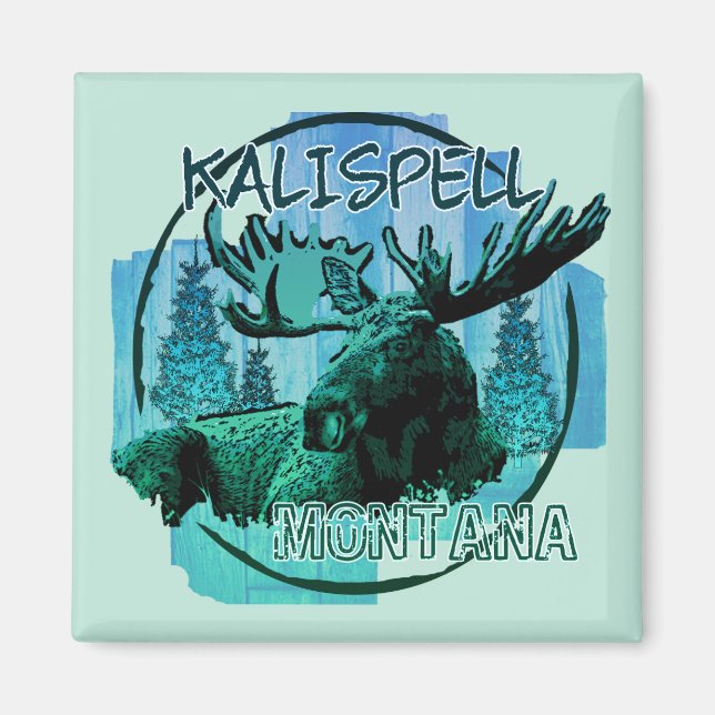 Kalispell Montana rustikaler Elchmagnet Magnet (Vorne)