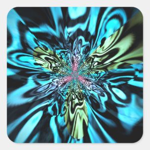 Kaliverse Electric Energy Fractal Art #4 Quadratischer Aufkleber