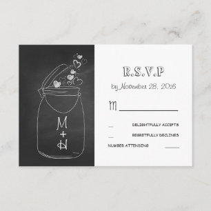 Kalkboard Liebe Herzen Mason Glas niedliche UAWG RSVP Karte