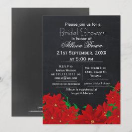 Kalkboard Poinsettias Winter Brautparty Einladung
