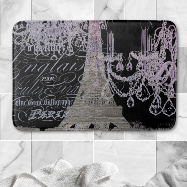 Kalkboard-Skripte Kronleuchter Paris eiffel Turm Badematte (chalkboard scripts chandelier paris eiffel tower bath mat)