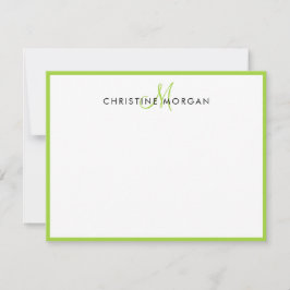 Kalkgrün, einfache schlichte minimalistische Monog Mitteilungskarte