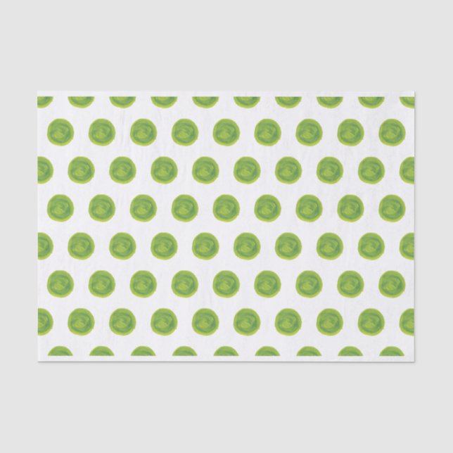 Kalkgrün Polka Dots Tissue Paper Seidenpapier (Vorderseite)