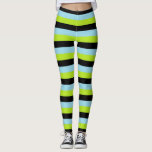 Kalkgrün, Schwarz und Pastellblau Streifen Leggings<br><div class="desc">Abstrakte digitale Kunst aus Kalkgrün,  Schwarz und Pastellblau Streifen.</div>