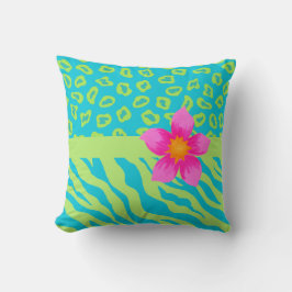 Kalkgrün & Türkis Zebra & Cheetah Pink Blume Kissen