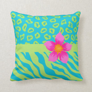 Kalkgrün & Türkis Zebra & Cheetah Pink Blume Kissen