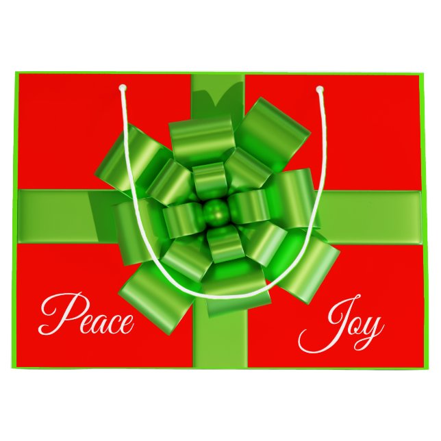 Kalkgrün-überfüllte Bow-Geschenktasche Große Geschenktüte (Vorderseite)