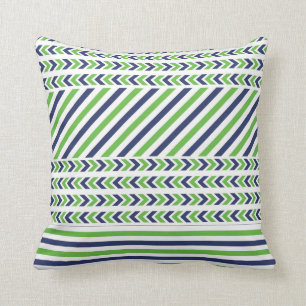 Kalkgrün und blaue Streifen-Pillow Kissen