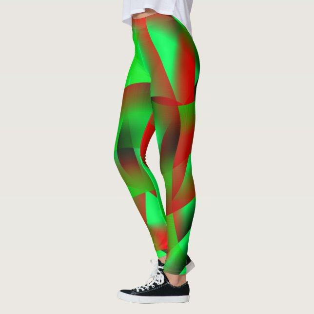 Kalkgrün und klare rote Bewegung, mit Schatten? Leggings (Links)