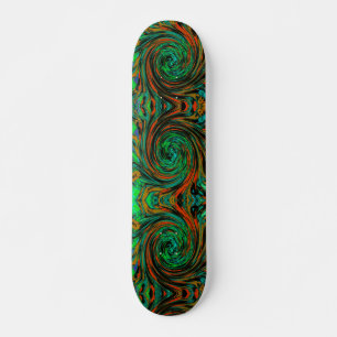 Kalkgrün und orange Abstrakter Retrowirbel Skateboard