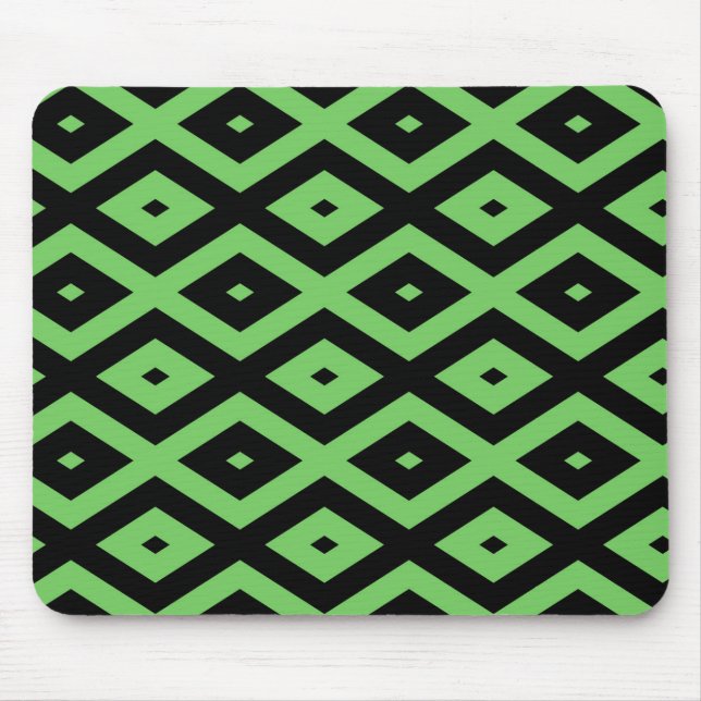 Kalkgrün und schwarz - Diamantmuster Mousepad (Vorne)