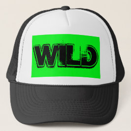 Kalkgrün und schwarz grunge WILD-Schrift | Truckerkappe