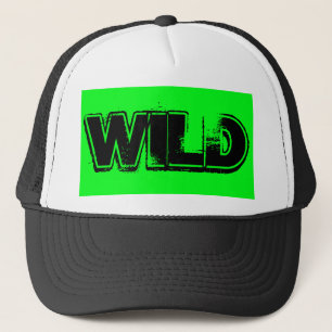 Kalkgrün und schwarz grunge WILD-Schrift Truckerkappe